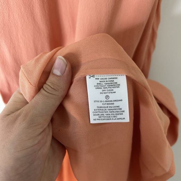 Equipment Femme Galane Two Tone Midi Dress Woman Size 4 Orange Peach - Picture 6 of 9